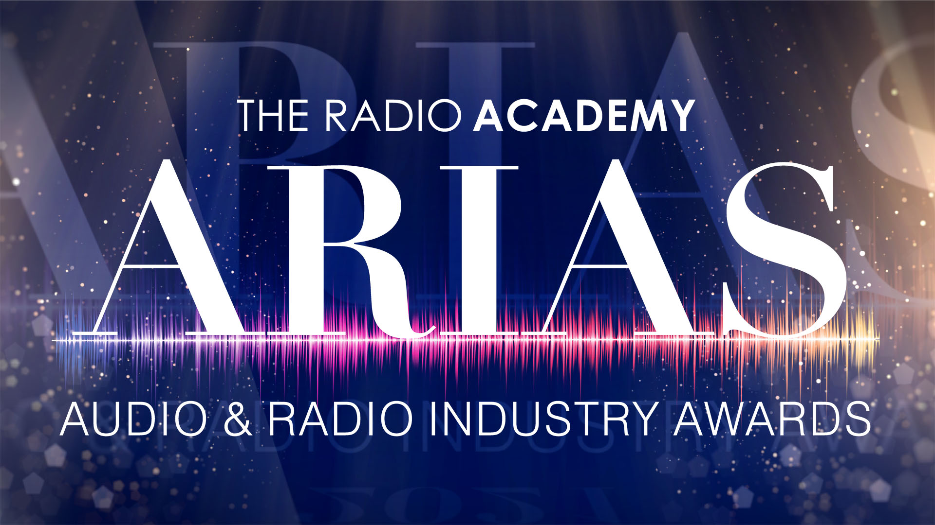 Arias The Radio Academy Logo 2021 sparkly background 16x9