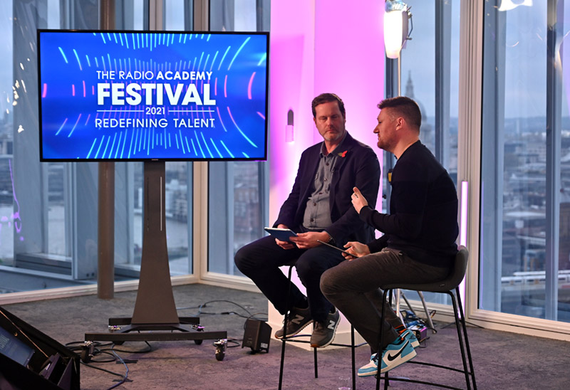 BBC Radio and Music’s Tony Pilgrim and TBI’s Head of Audio Geoff Jein describe the work they’re leading and share some simple steps to make productions more sustainable at the Radio Academy Festival 2021 in News UK Building on Wednesday 3 Nov. 2021 Photos by Mark Allan