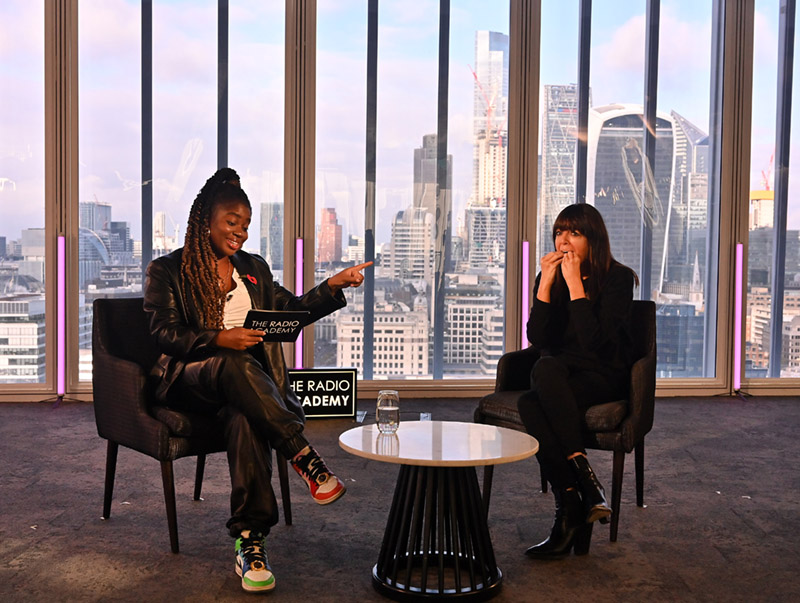 Radio 2 presenter, podcast host and star of Strictly Come Dancing Claudia Winkleman chats to Radio 1 presenter Clara Amfo at the Radio Academy Festival 2021 in News UK Building on Wednesday 3 Nov. 2021 Photos by Mark Allan