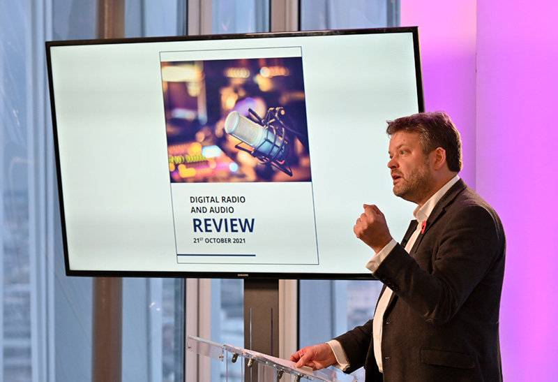 Newly appointed CEO of the Radio Centre Ian Moss talks about the work the organisation is doing to ensure radio remains at the heart of the audio revolution at the Radio Academy Festival 2021 in News UK Building on Wednesday 3 Nov. 2021 Photos by Mark Allan